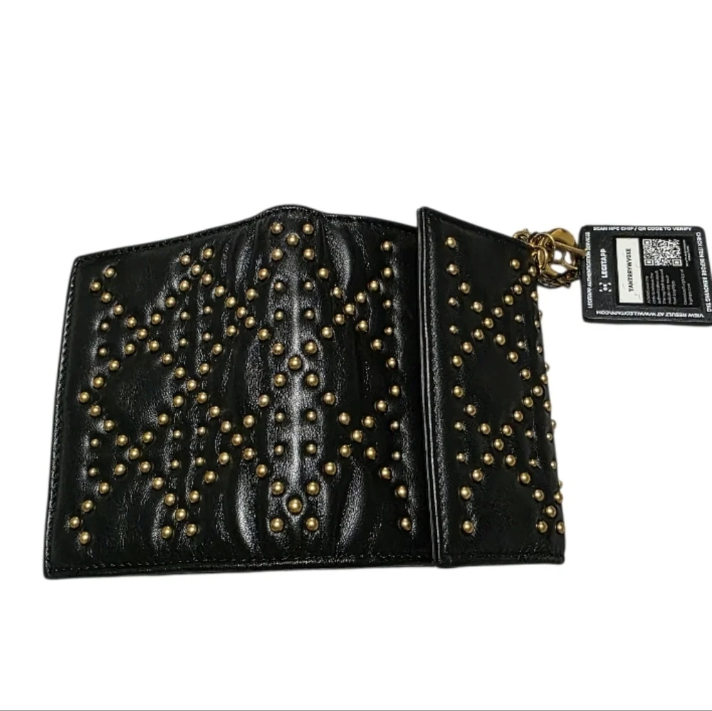 Christian Dior Lady Dior Studded Black Wallet W/COA